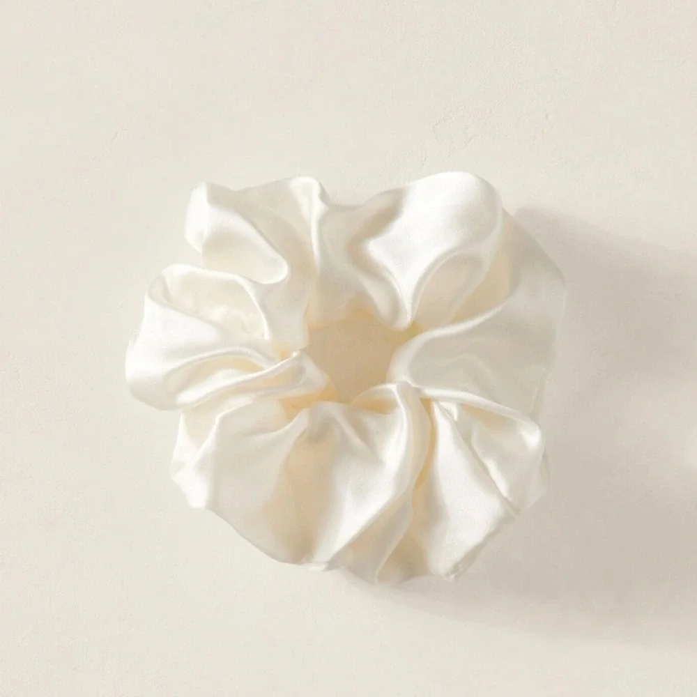 Haven Well Within Silk Hair Scrunchie Ivory White Satin NWT